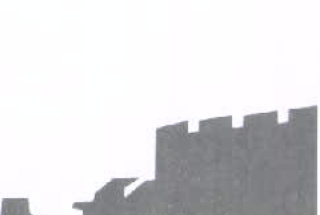 A low-resolution grey graphic showing a section of a crenellated wall or battlement against a white background.