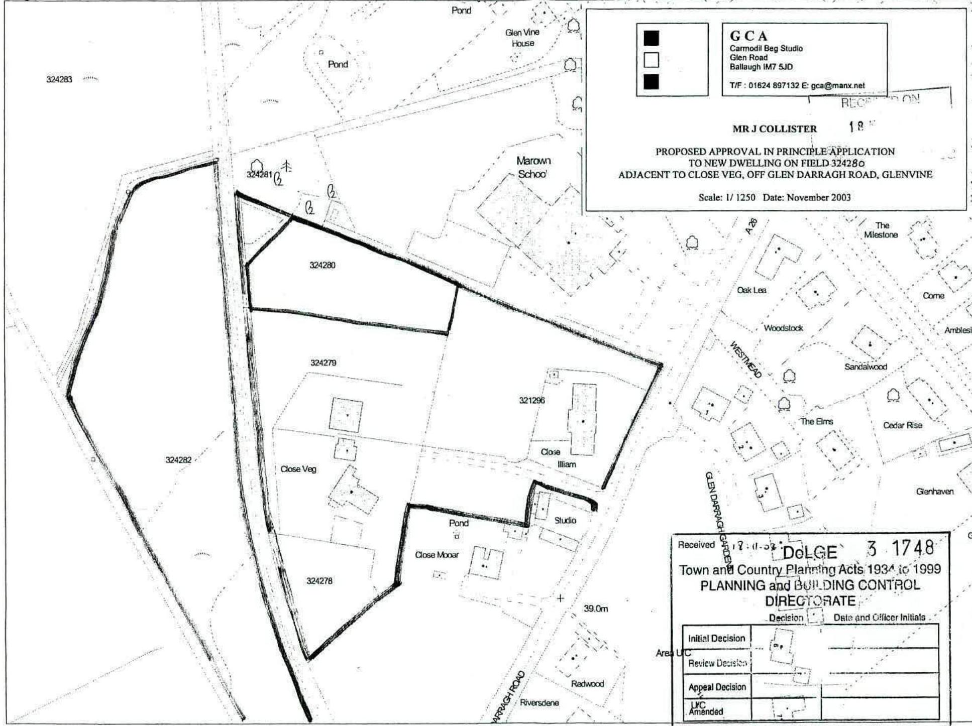 This is a black and white site plan showing the proposed location for a new dwelling on field 324280 adjacent to Close Veg.
