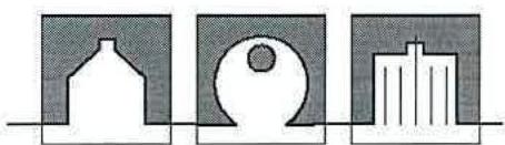 A schematic diagram showing three building massing options or typologies, depicted as white silhouettes on a grey background with a horizontal ground line.