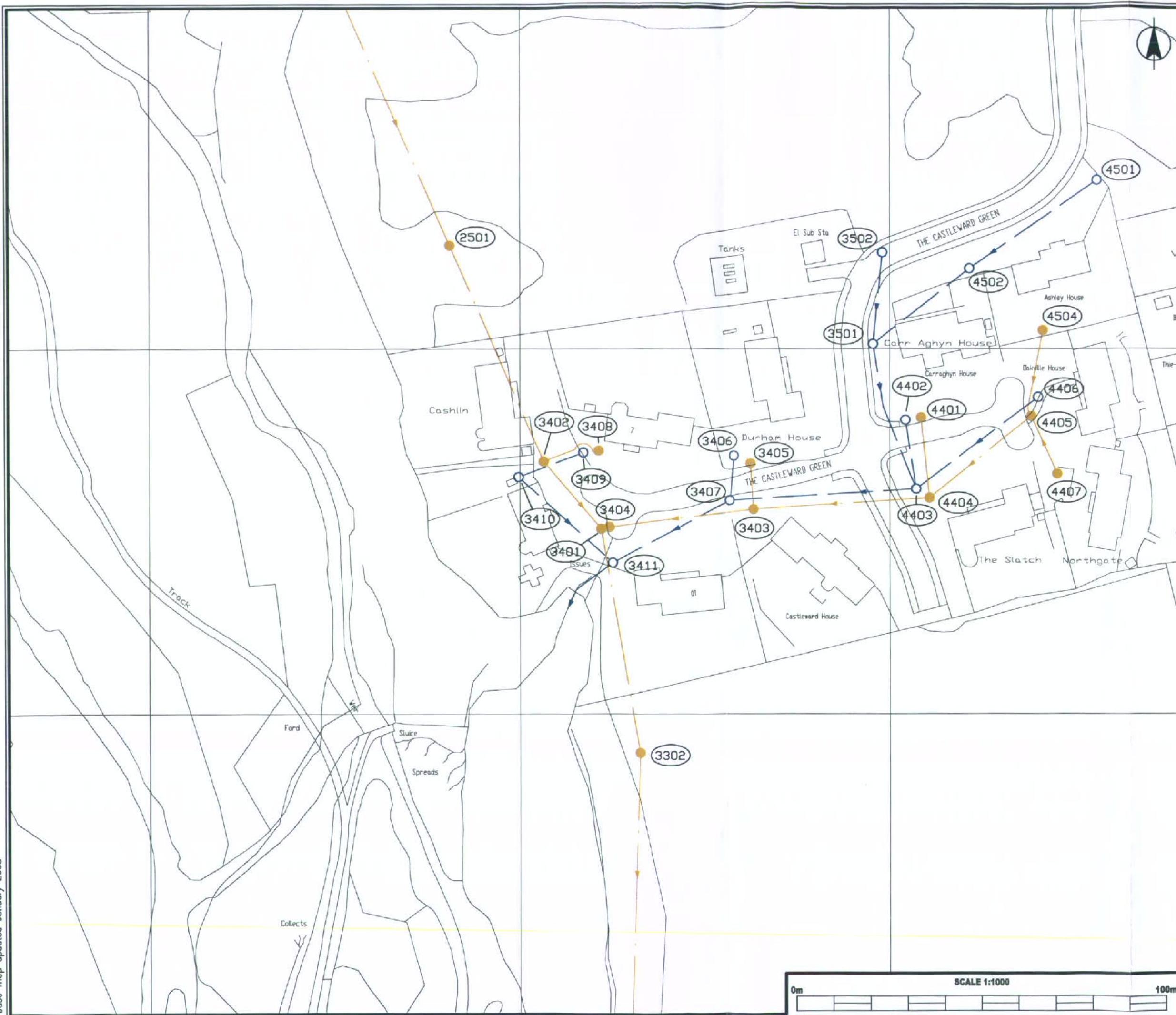 A black and white site location plan showing property boundaries, roads, and surrounding buildings like Burton House and Derragh House.