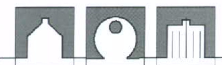 A schematic diagram displaying three white icons on grey backgrounds representing different building types or land uses.