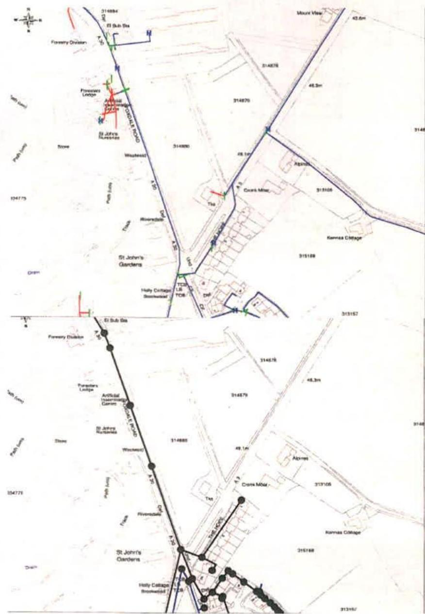 The image displays a site location map showing property boundaries, road networks including the A25, and annotations for the proposed development area.