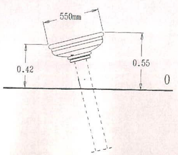 Technical cross-section drawing showing the dimensions and ground installation details of a play equipment post or leg.