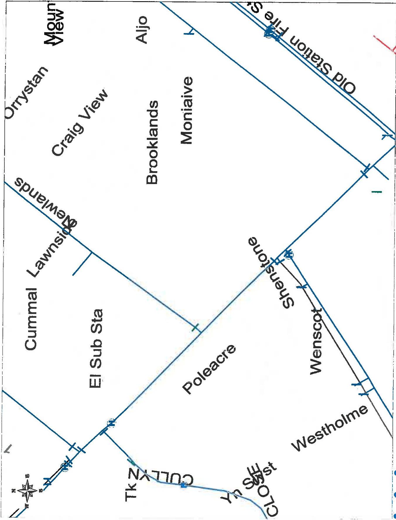 A location map snippet displaying surrounding streets, property names, and road layouts in a rural setting.