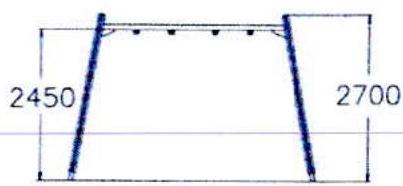 A technical architectural detail drawing showing a cross-section or elevation of a structure with height dimensions of 2450 and 2700.