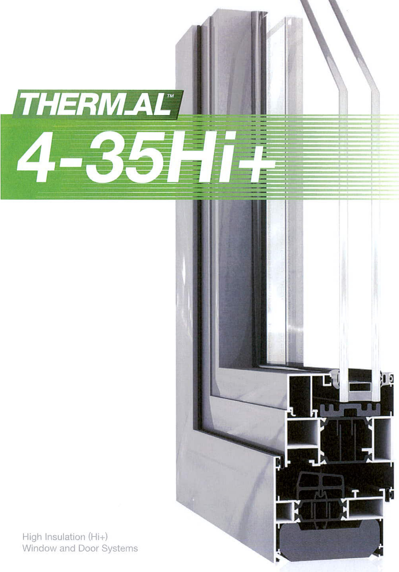 Technical cross-section diagram of a thermal window and door system showing insulation details and frame structure.