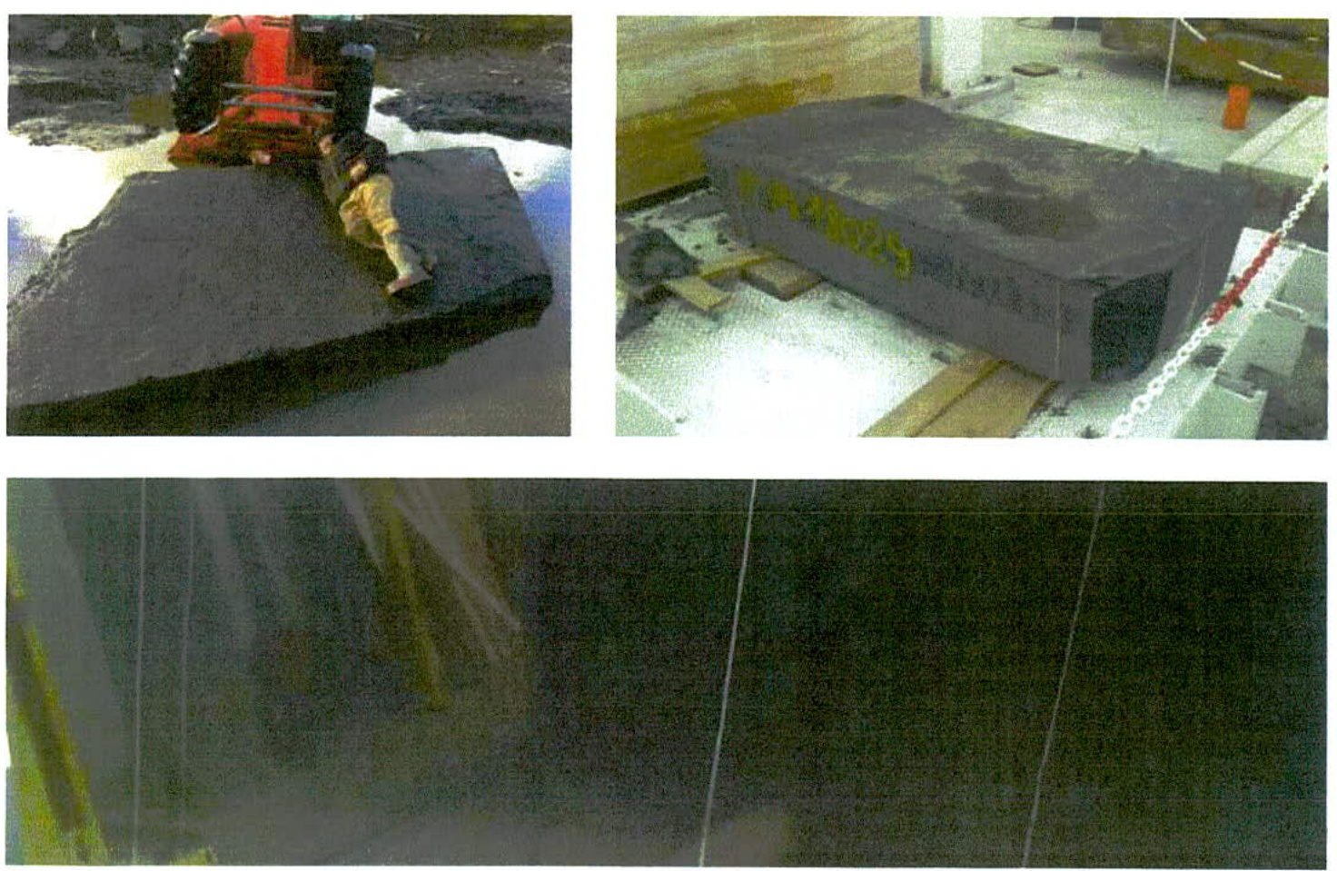 A composite image containing photographs of a tractor moving a large slate slab, a slab on a pallet, and a close-up of slate texture, likely illustrating materials for the proposed cladding.