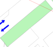 A plan view diagram showing a green highlighted road section with blue arrows indicating one-way traffic flow.
