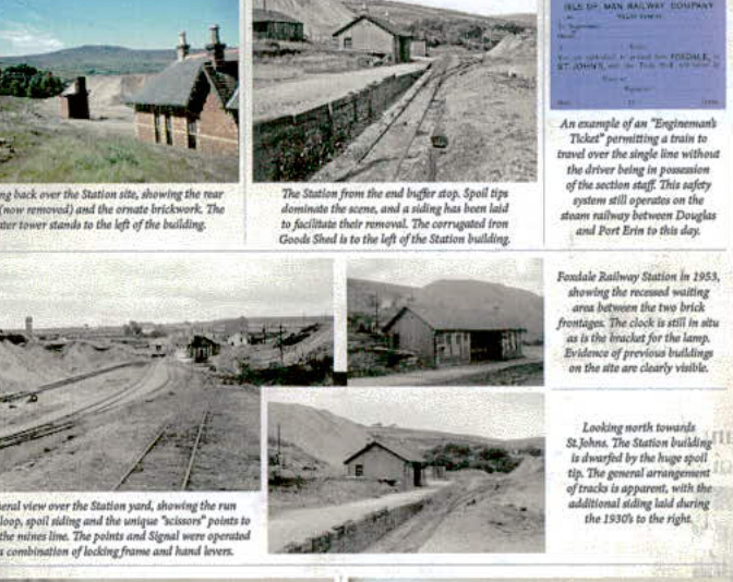 A collage of historical black and white photographs and a vintage railway ticket depicting the Fondale Railway Station, goods shed, and surrounding tracks.