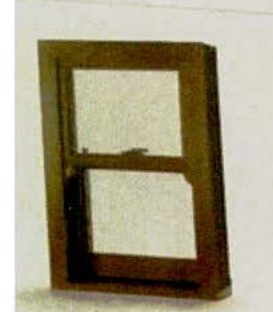 A close-up photograph of a wooden window frame, appearing to be a traditional sash style, isolated against a plain background.