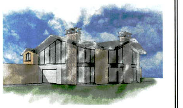 An artist's impression sketch showing the exterior elevation of a proposed detached house with an attached garage.