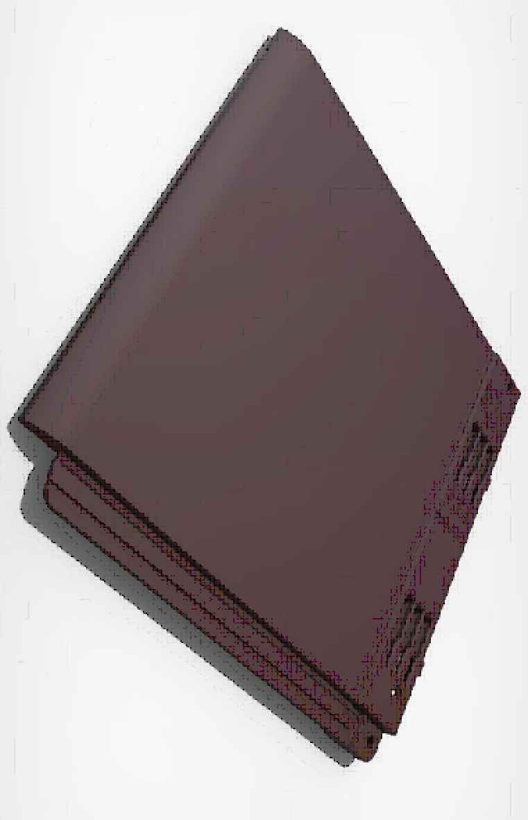 A technical illustration or 3D render showing a stack of reddish-brown rectangular blocks, likely representing roof tiles or material samples for the proposed extension.