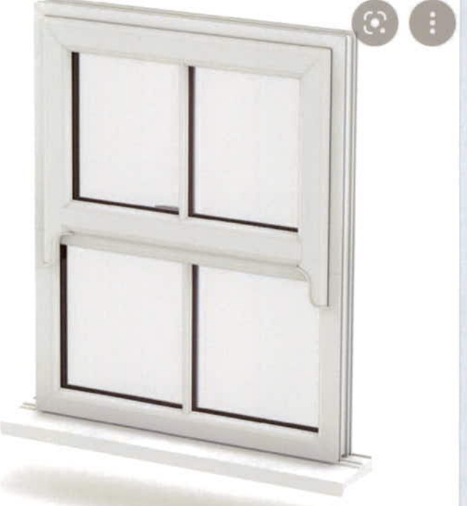 A white, four-pane window unit is shown in isolation against a plain white background, appearing to be a product shot or 3D render.