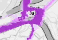 A map showing a site area highlighted in purple overlay on a base map with road lines.