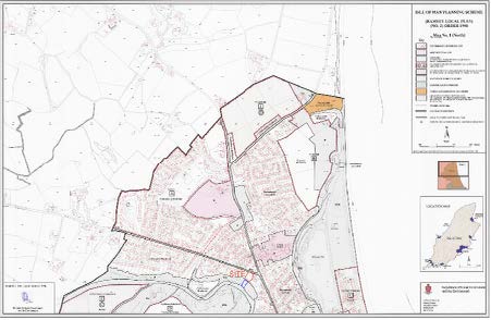 Site location map for planning application 22/00444/B in Ramsey, highlighting the proposed development plot in orange.