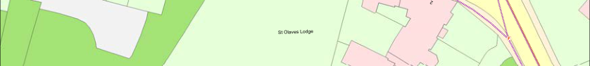A site plan map showing property boundaries, a road, and the label 'St Olaves Lodge'.