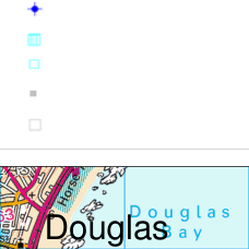 The image shows a location map highlighting the area of Douglas and Douglas Bay, likely indicating the site's position within the town.