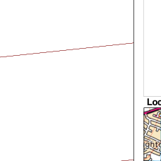 A mostly blank document page featuring a small inset location map in the bottom right corner showing street names.