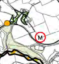A cropped section of a site location map showing property boundaries, roads, and land use areas.
