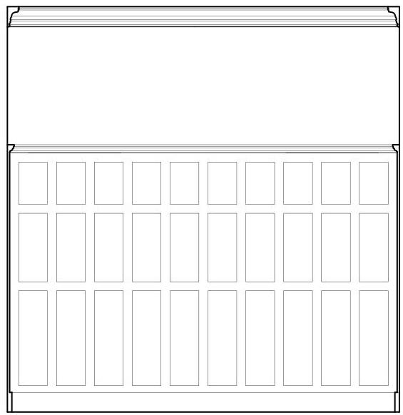 A technical architectural line drawing showing a detailed elevation of a large door or window assembly with a grid of rectangular panels.