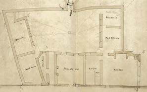 This image displays a hand-drawn architectural floor plan of a residential property, showing room layouts including bedrooms, a kitchen, and a landing.