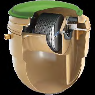 A technical cutaway diagram illustrating the internal components of a septic tank or drainage filter system.