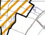 A cropped section of a site plan showing property boundaries marked with thick black lines and hatched areas indicating specific zones.