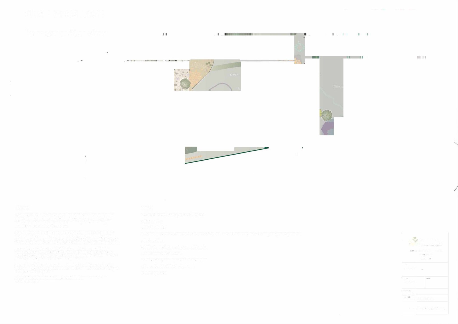A very faint, low-contrast technical drawing, likely a site section or landscape detail, showing ground levels, structural elements, and proposed landscaping features.