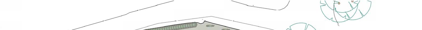 A cropped technical drawing showing boundary lines and a cross-section of a landscape element or hedge.