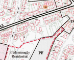 A map extract showing the site location with red boundary lines and surrounding residential properties.