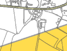 A map extract showing land parcels with a yellow highlighted area indicating the application site boundaries.