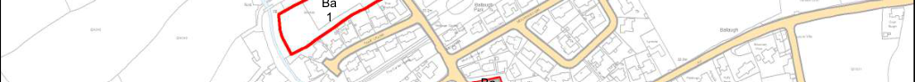 A site plan showing the proposed development area outlined in red near Ballure Road and surrounding properties.