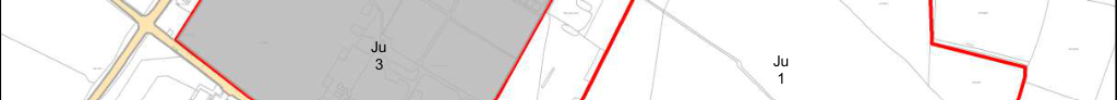 A cropped section of a planning site plan showing land parcels outlined in red with labels such as 'Ju 3' and 'Ju 1'.