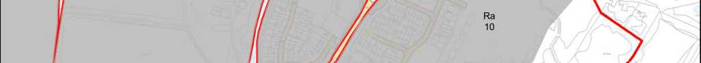 A cropped section of a planning site plan showing road layouts and distinct red boundary or route lines.