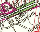 Close-up view of a site plan or location map showing property boundaries, roads, and land features labeled 'Breck' and 'broom'.