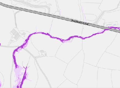 A site location map showing field boundaries and a road labeled Bradda A3rd with a purple highlighted area indicating the application site.