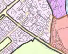 A site location map showing existing building footprints and colored land use zones.