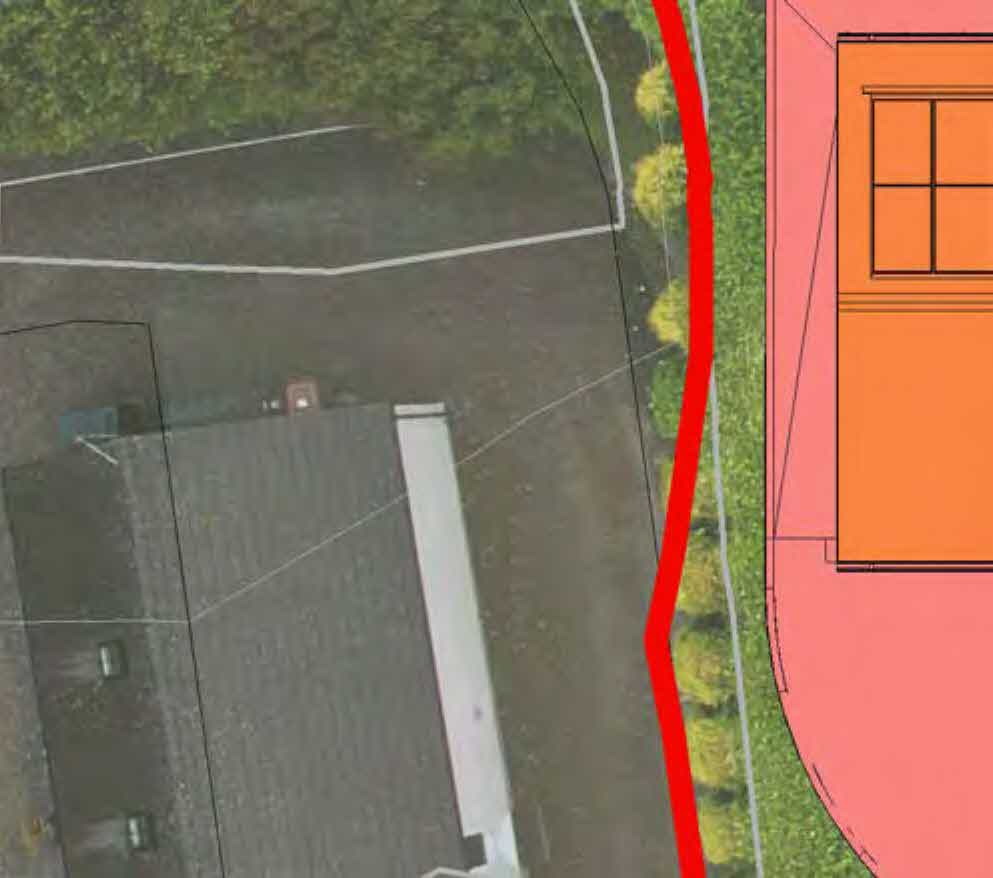 A composite site plan showing an aerial photograph of the existing property alongside a colored footprint indicating the proposed extension.