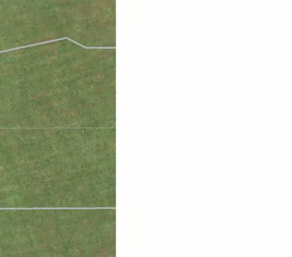 A cropped section of a site plan showing white boundary lines overlaid on a grassy aerial view of the land.