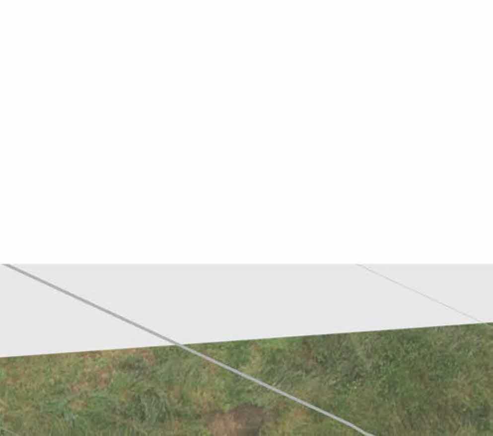 The image displays a cropped section of a site plan or map, showing a diagonal boundary line separating a white area from a grassy surface.