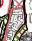 A low-resolution, cropped section of a site plan or location map showing property boundaries, roads, and land use areas.