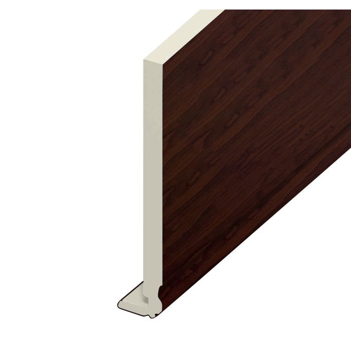 This image displays a close-up technical drawing of a door or window frame section, featuring dark wood grain and a white structural profile.