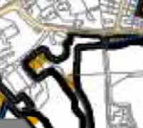 A cropped view of a planning site plan showing a thick black boundary line and a yellow highlighted area on a map background.