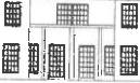 A black and white architectural line drawing showing a building floor plan or elevation with multiple windows and doors.