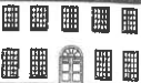 Architectural elevation drawing showing a row of windows and a central arched doorway.