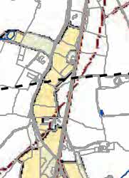 A site location map showing roads, fields, and a highlighted yellow area indicating the proposed development site.